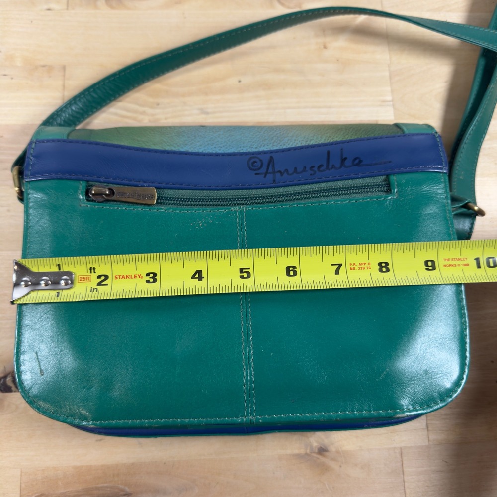 Anuschka Green Hand-Painted Bird Crossbody Bag - Picture 10 of 12